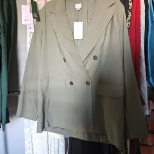 A New Day Green Blazer Structured Suit Jacket